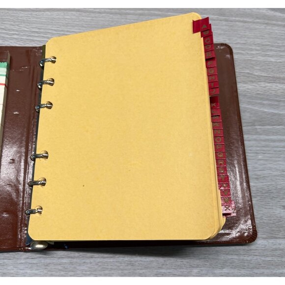 Brown Leather Planner Vintage Address Book Binder Alphabetical Tabs Lion Emblem - Picture 4 of 9